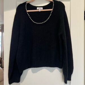 &Other Stories Alpaca Blend Knit Sweater with Pearl Trim